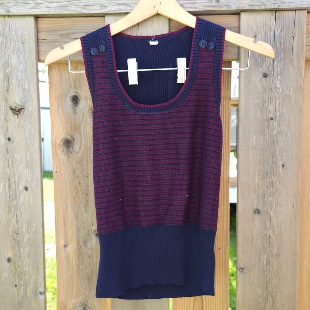 PREPPY SWEATER VEST Women's Size Small NAVY BURGUNDY